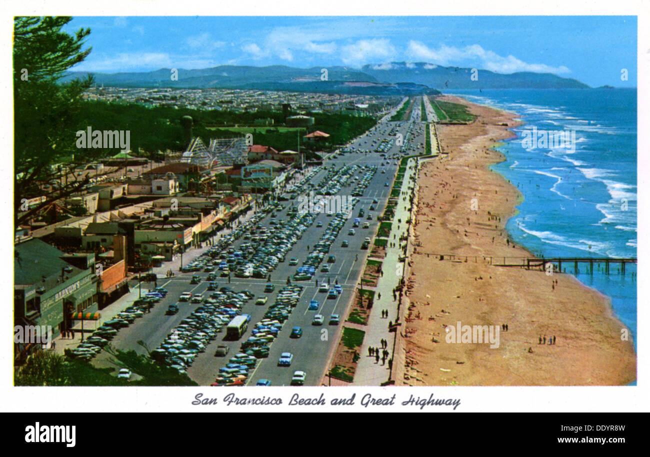 San Francisco Beach and Great Highway, California, USA, 1957. Artist: Unknown Stock Photo