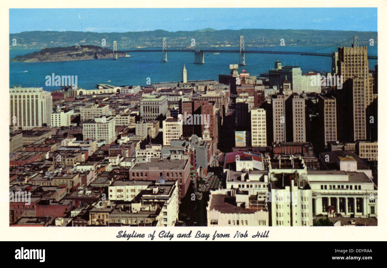 Skyline of the city and the Bay From Nob Hill, San Francisco, California, USA, 1957. Artist: Unknown Stock Photo