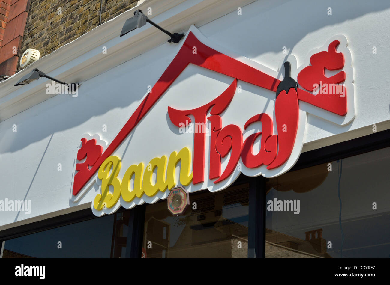 Baan Thai restaurant in Kentish Town, London, UK. Stock Photo
