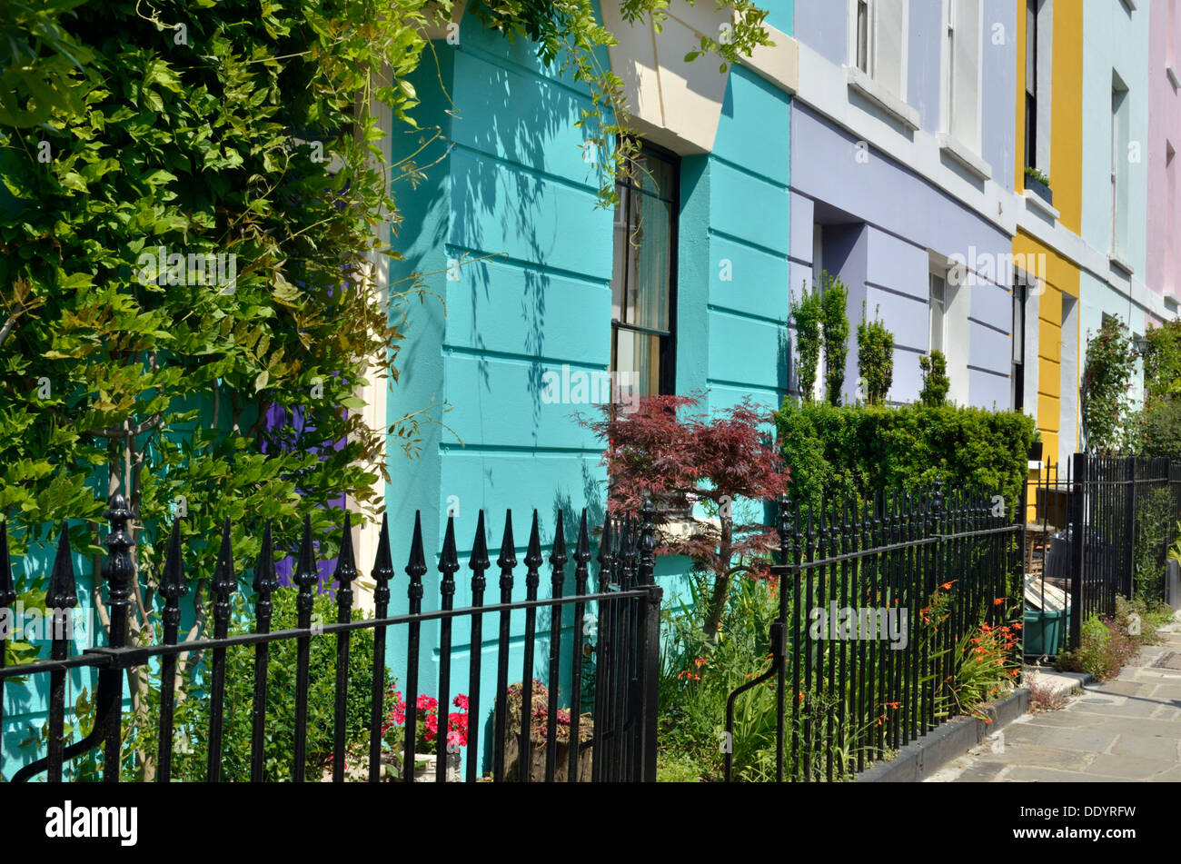 Terraced houses in Falkland Road NW5, Kentish Town, London, UK Stock