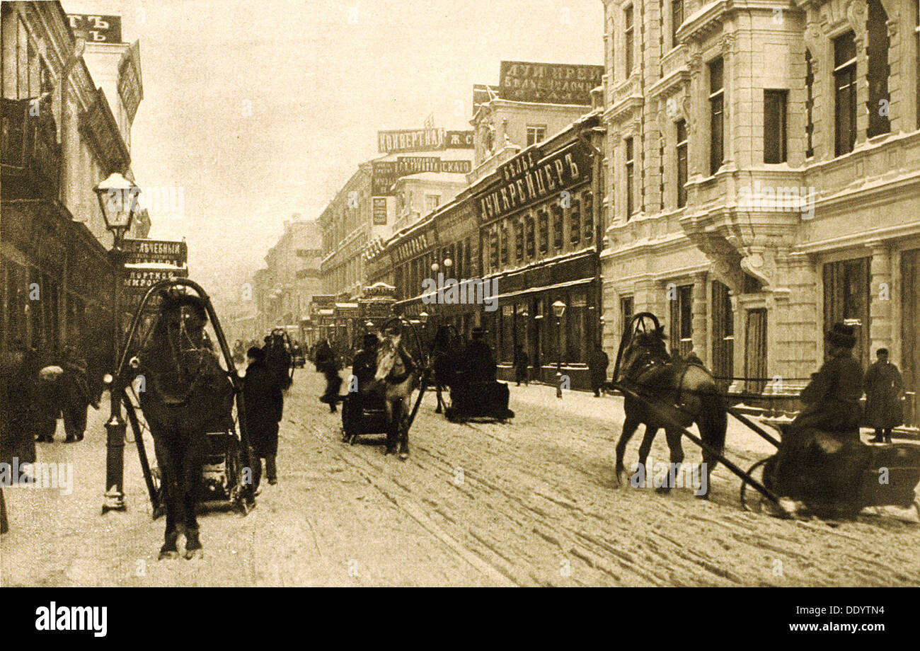 Petrovka Street in winter, Moscow, Russia, 1912. Artist: Unknown Stock Photo