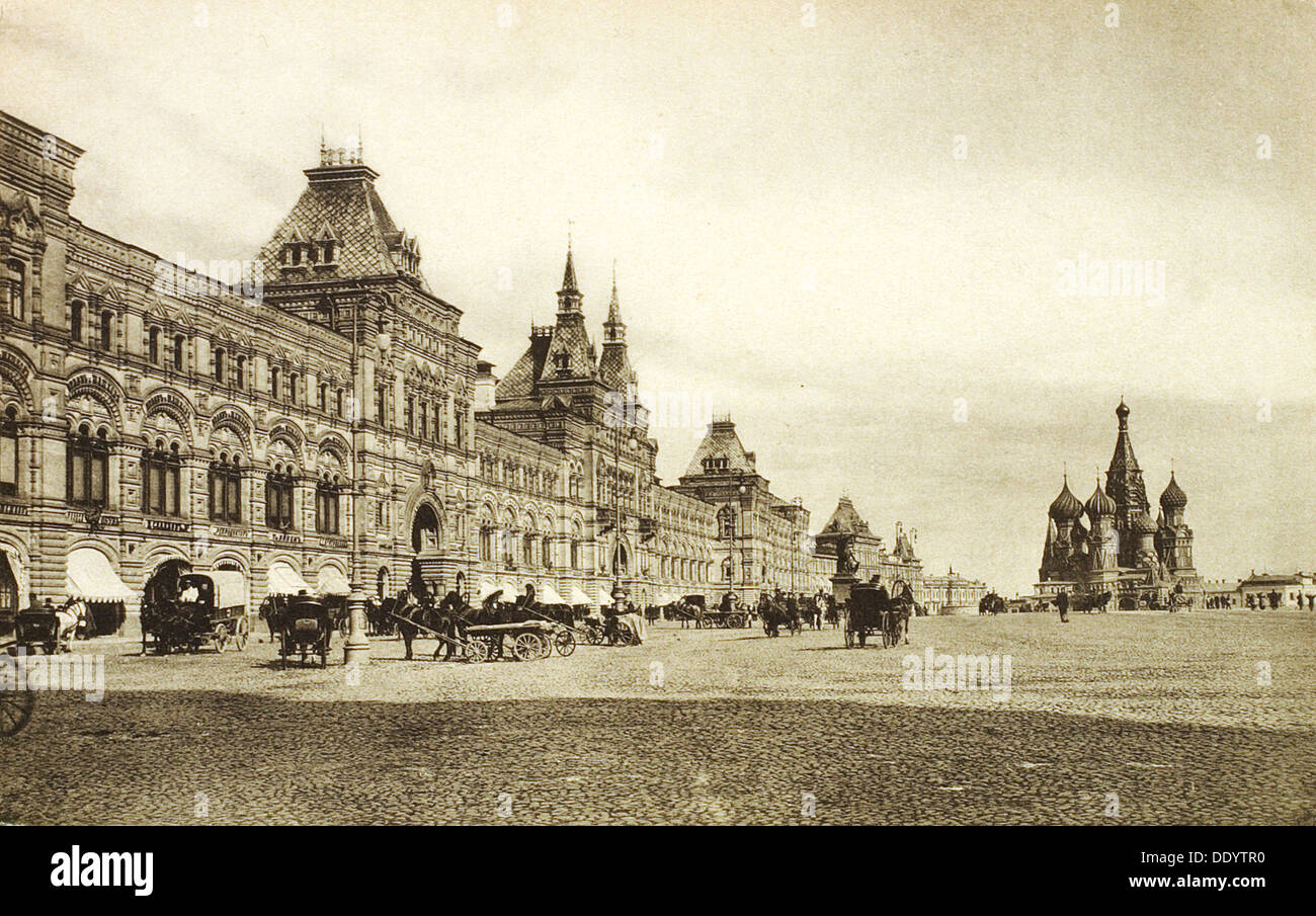 The upper trading rows in Red Square, Moscow, Russia, 1910s. Artist: Unknown Stock Photo