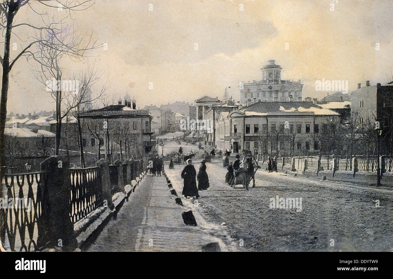 View of Znamenka Street in winter, Moscow, Russia, early 20th century. Artist: Unknown Stock Photo