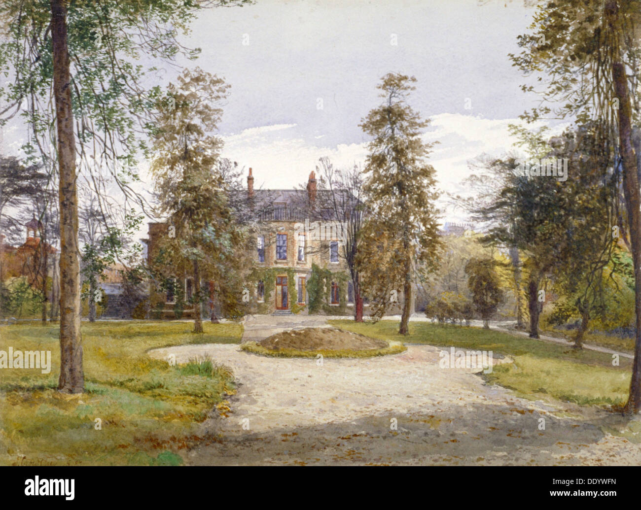 View of Stockwell Park House from the garden, Lambeth, London, 1887. Artist: John Crowther Stock Photo