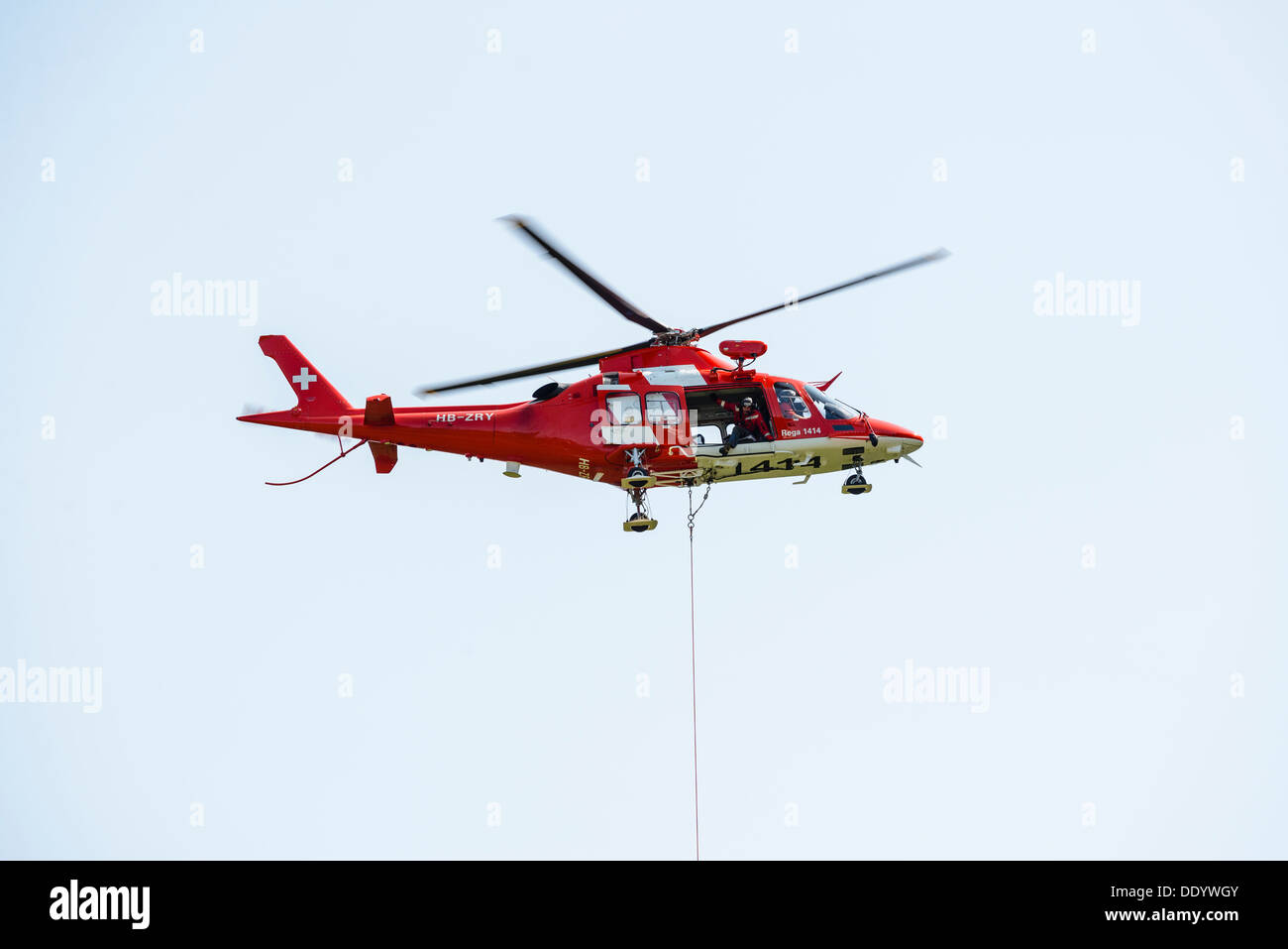 Helicopter of the Swiss Air rescue service REGA in action near ...