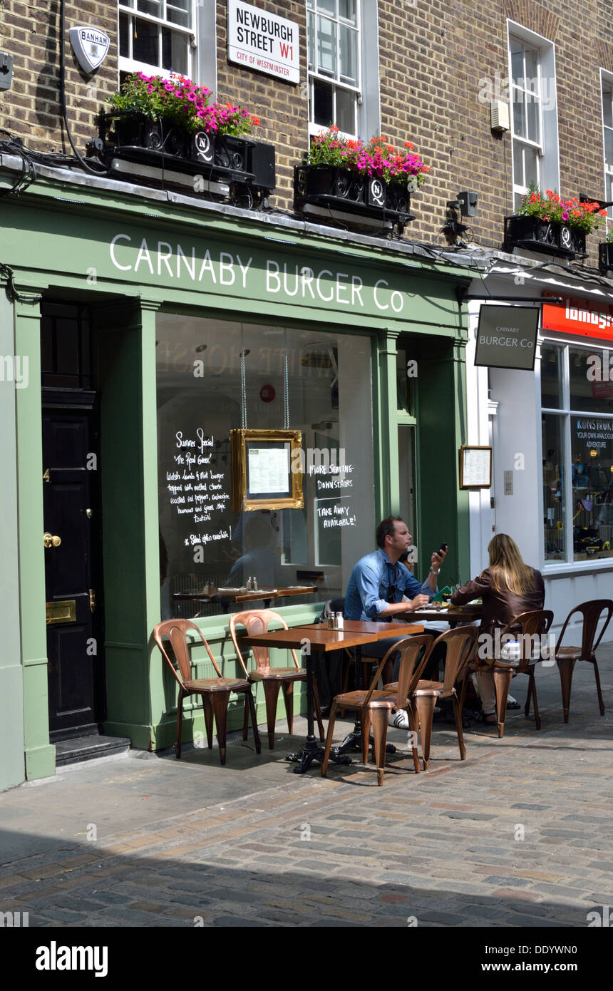 Carnaby Burger Co restaurant in Newburgh St (off Carnaby Street), Soho, London, UK. Stock Photo