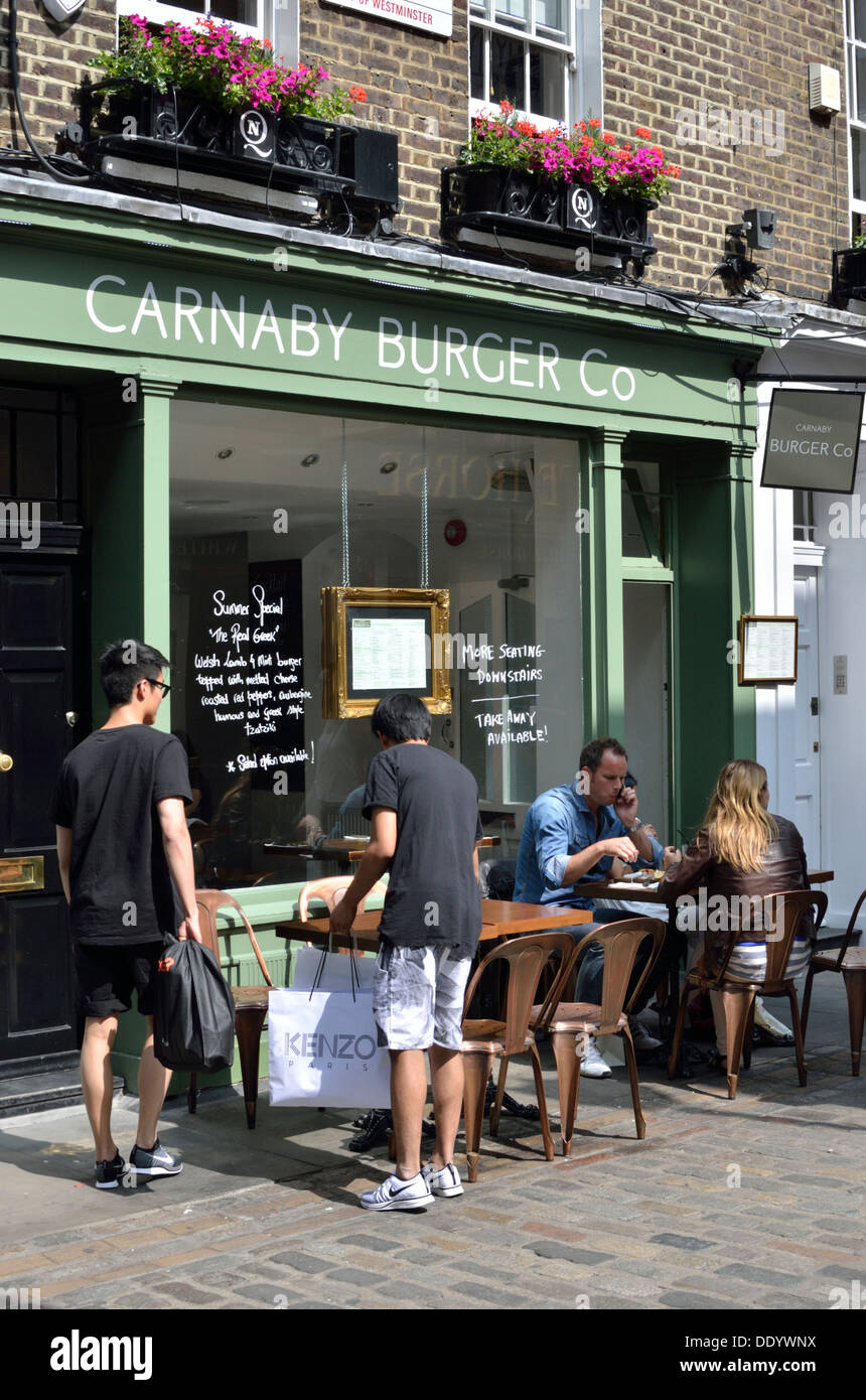 Carnaby Burger Co restaurant in Newburgh St (off Carnaby Street), Soho, London, UK. Stock Photo