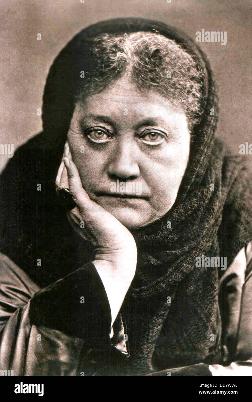 Helena Blavatsky, Russian author and founder of Theosophy, 1889. Artist: Anon Stock Photo