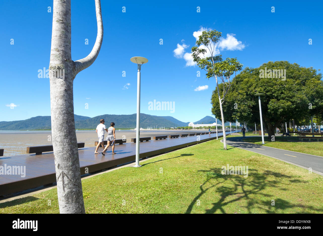 People strolling on The Esplanade, Cairns, Queensland, Australia Stock Photo