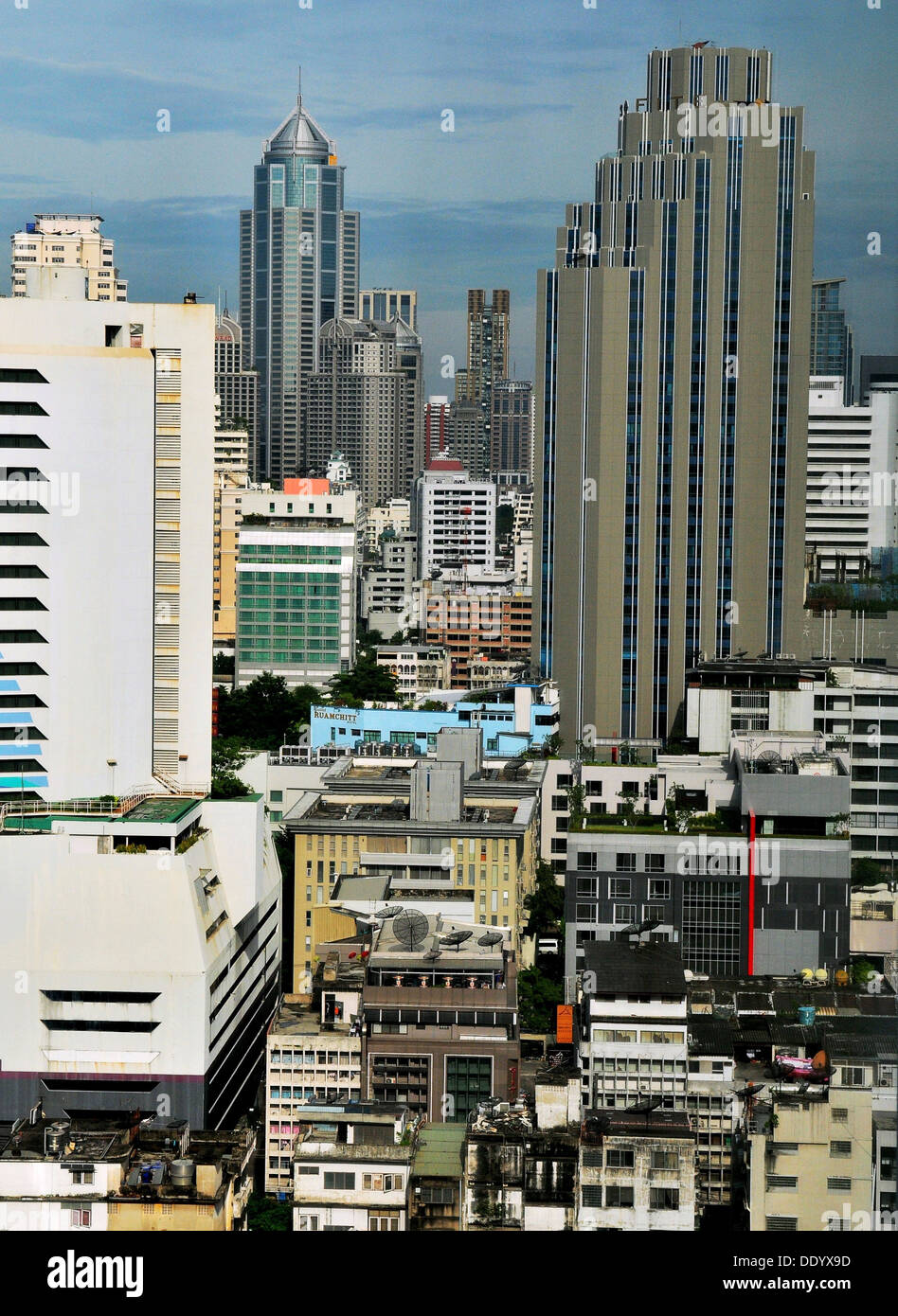 Skyscrapers punctuate the skyline of Bangkok, capital city of Thailand Stock Photo
