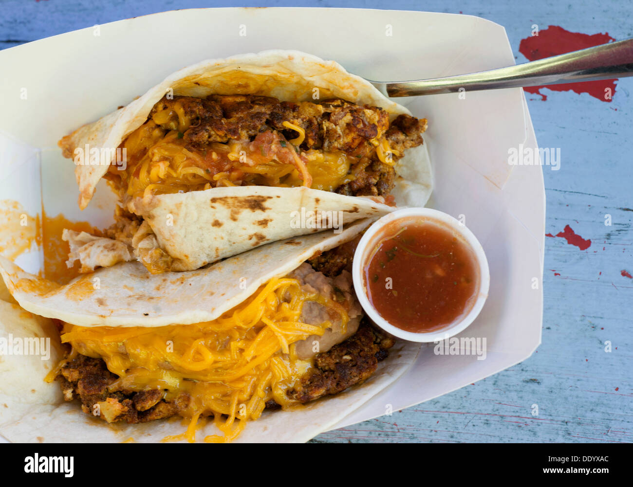 breakfast taco from Maria's taco xpress in Austin, Texas Stock Photo