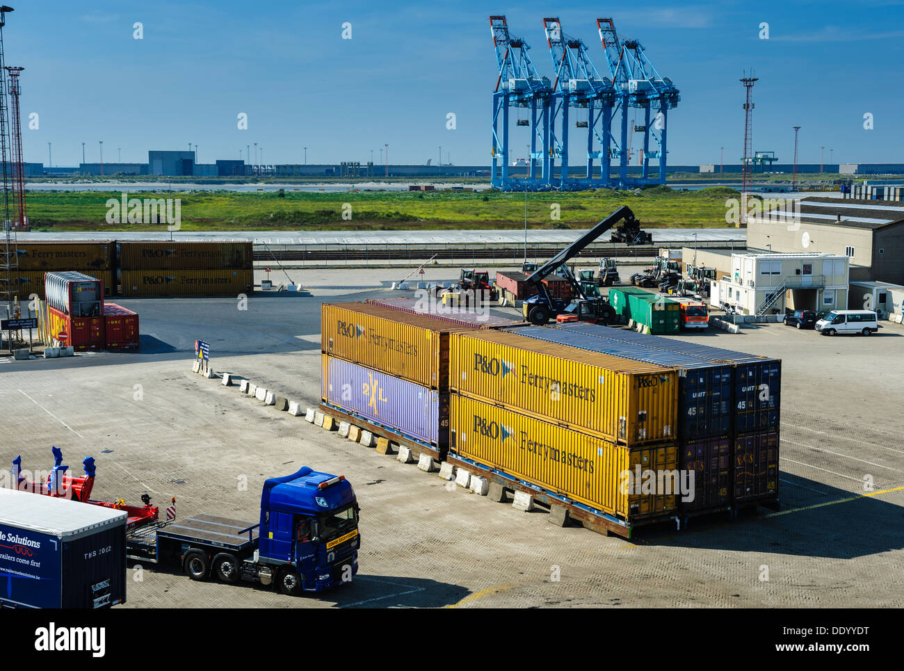 General view of the docks at Zeebrugge, Belgium Stock Photo