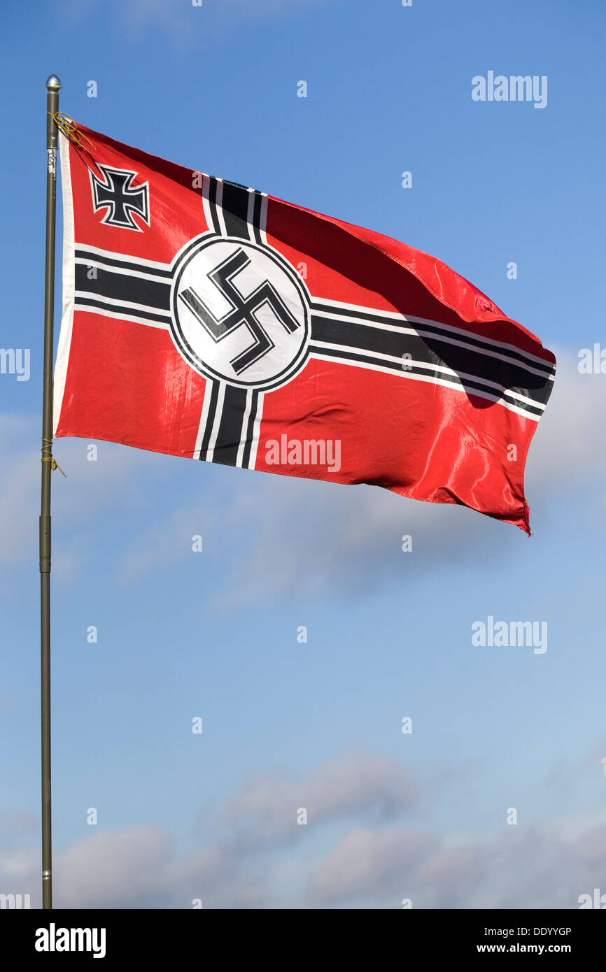 Reich war flag 1938-45 War ensign flying against a blue sky Stock Photo