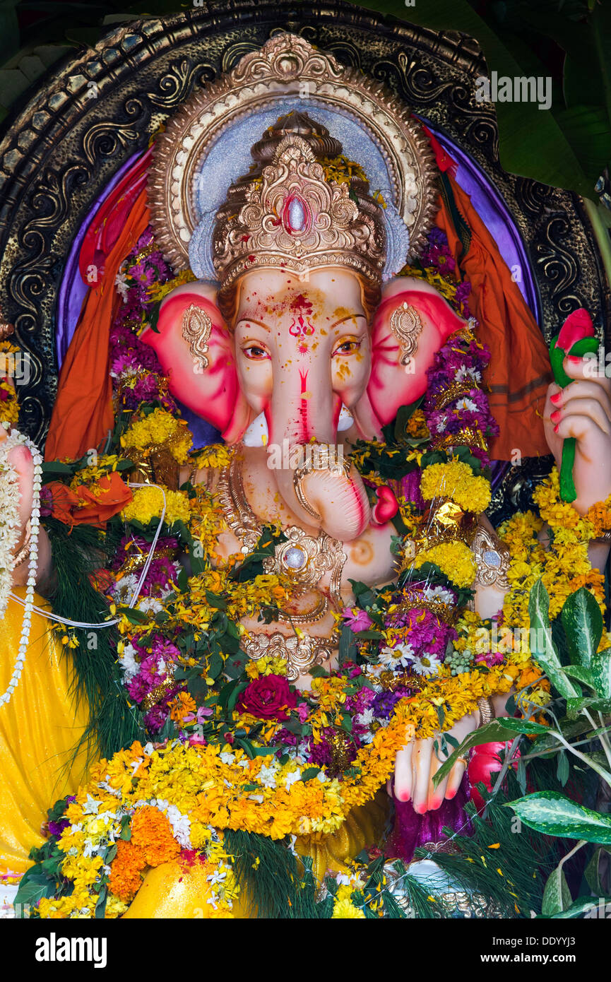 Hindu Elephant God. Lord Ganesha statue. Ganesha Chaturthi Festival ...