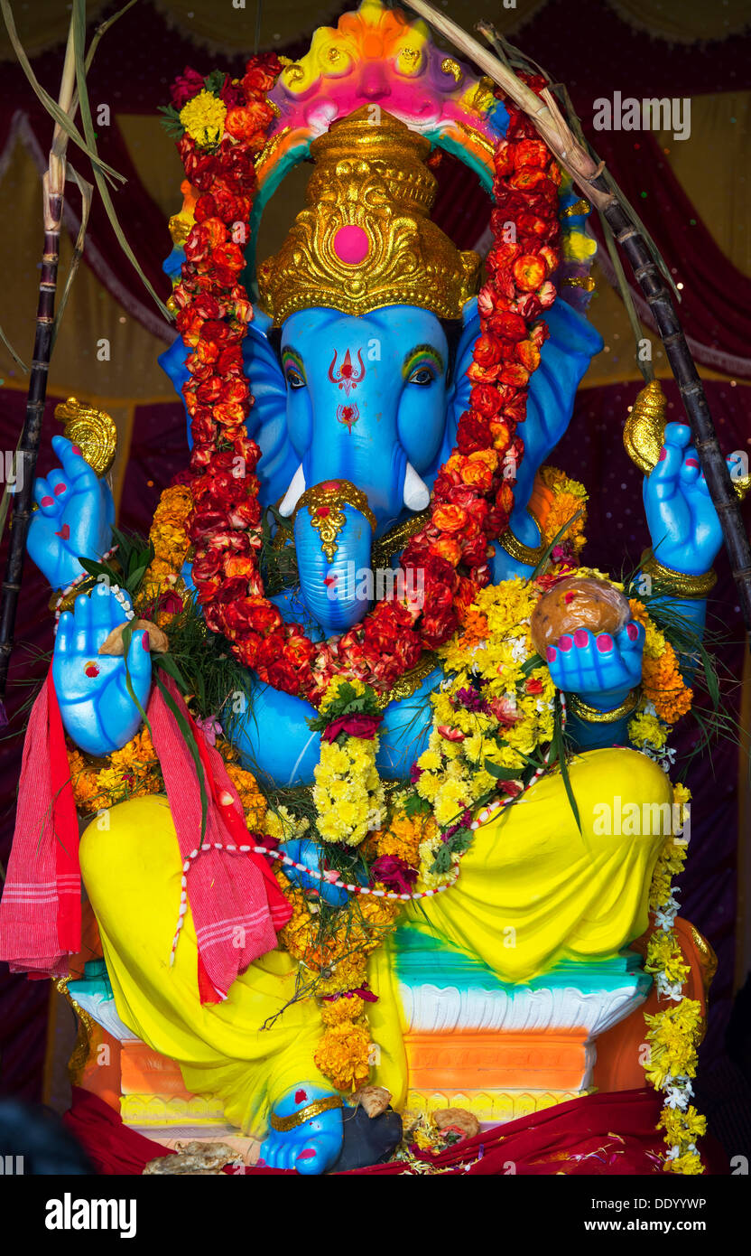 Hindu Elephant God. Lord Ganesha statue. Ganesha Chaturthi Festival ...