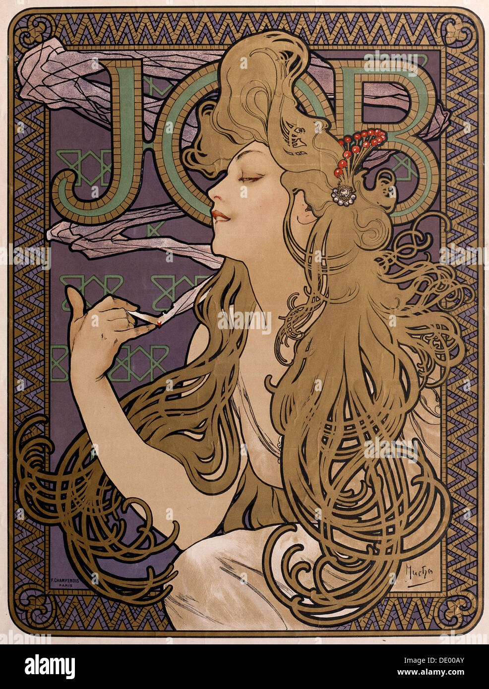 Poster for 'Job' tissue paper, 1897. Artist: Alphonse Mucha Stock Photo
