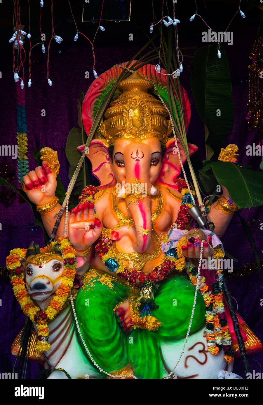 Hindu Elephant God. Lord Ganesha statue. Ganesha Chaturthi Festival ...