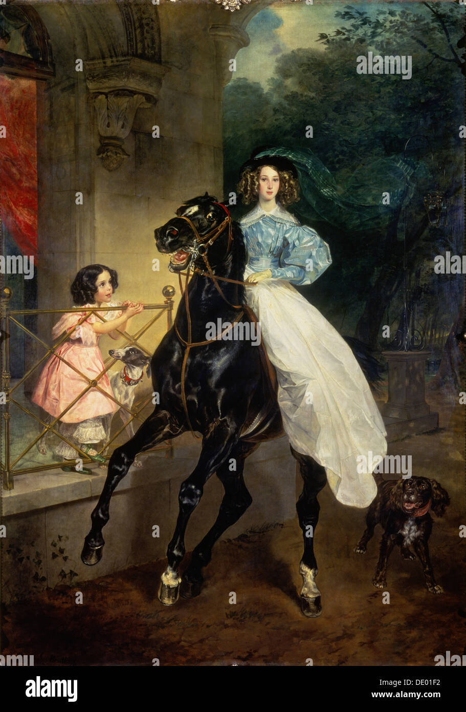 'Horsewoman, Portrait of Giovanina and Amazillia Pacini', 1832.  Artist: Karl Briullov Stock Photo