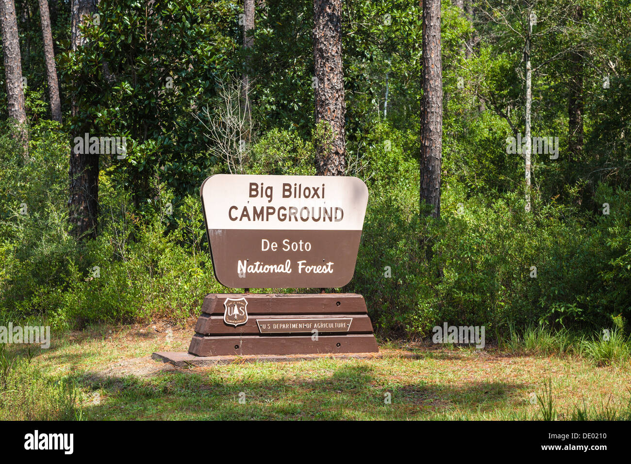 Sign at entrance to Big Biloxi Campground in the De Soto National