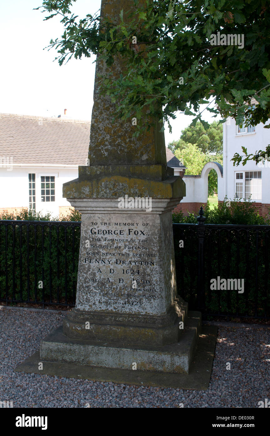 George Fox memorial, Fenny Drayton, Leicestershire, England, UK Stock Photo