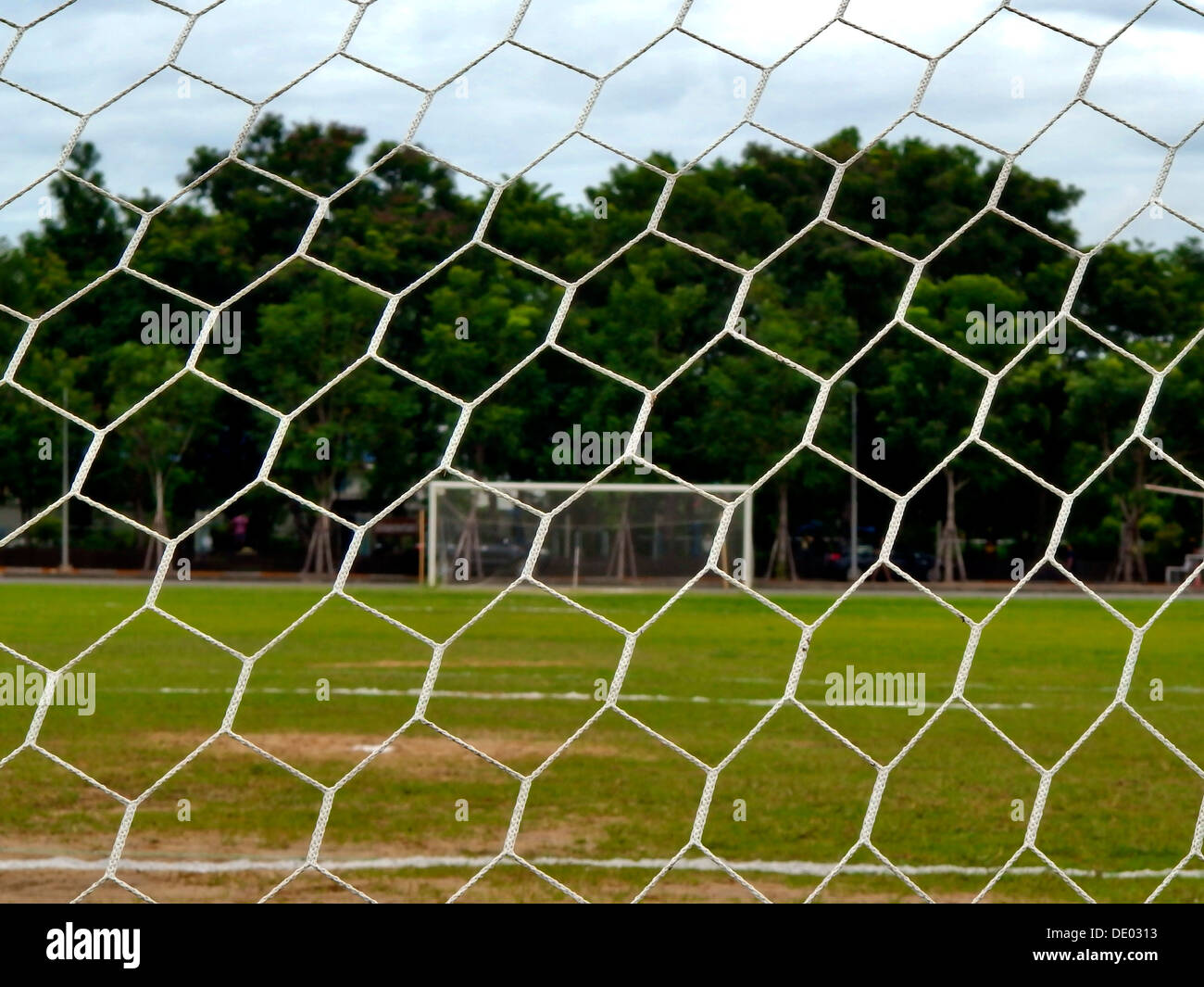 A vacant soccer goal. Stock Photo
