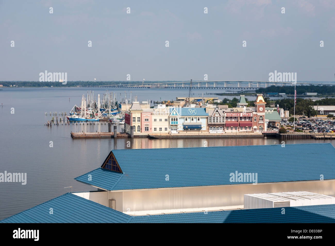 Boomtown Casino, built on a barge, at the end of a pier in the Back Bay of Biloxi, Mississippi