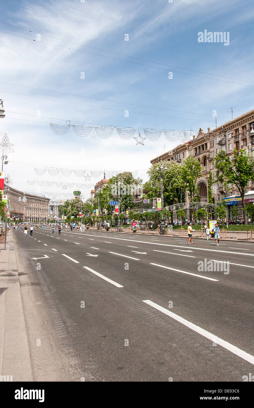 Main street - Kreshatik in Kiev, Ukraine Stock Photo
