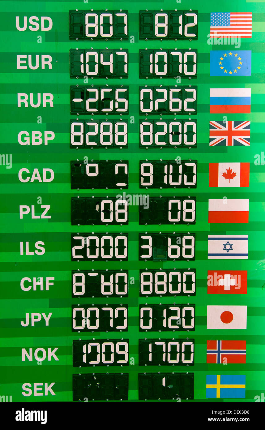 Rates of currency exchange Stock Photo
