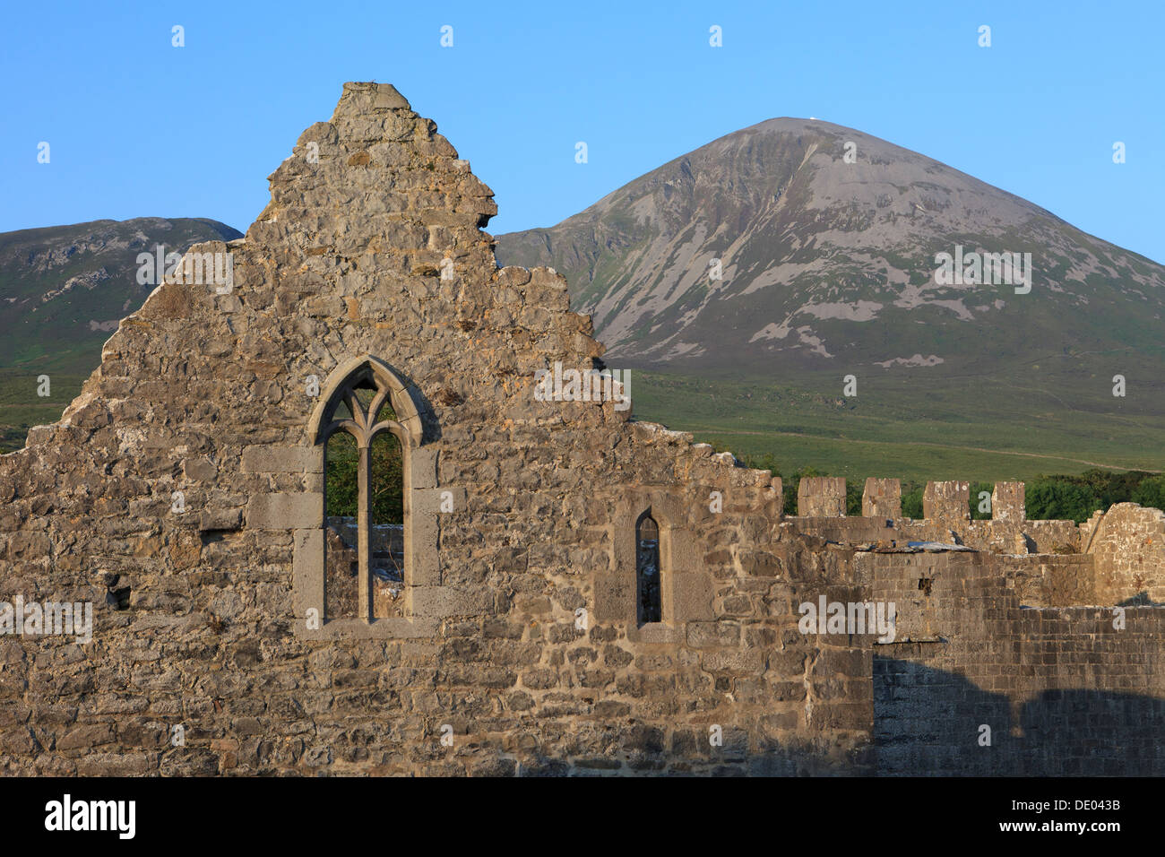 Murrisk Abbey near Croagh Patrick (Saint Patrick's Mountain) in county Mayo, Ireland Stock Photo