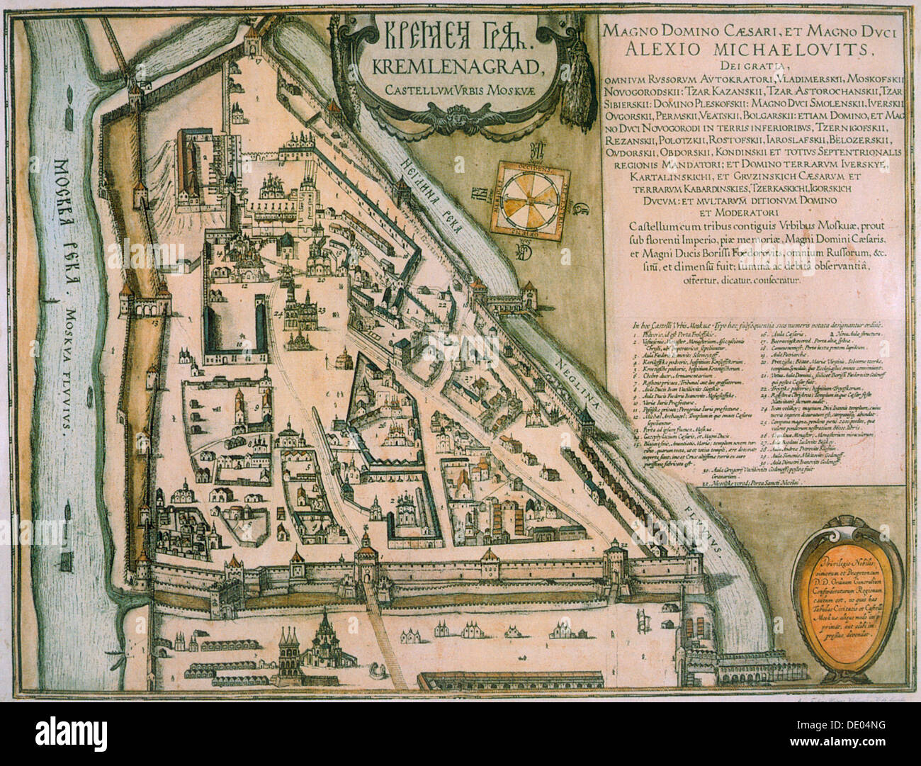 Map of the Moscow Kremlin (Castellum Urbis Moskvae), Russia, 1597. Artist: Willem Blaeu Stock Photo
