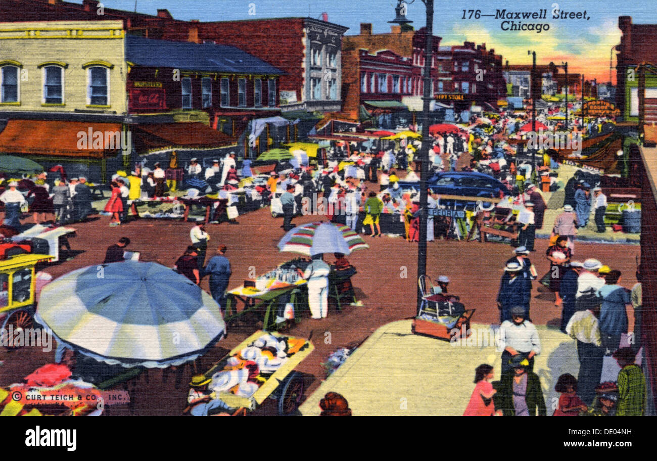 Maxwell Street market, Chicago, Illinois, USA, 1941 Stock Photo