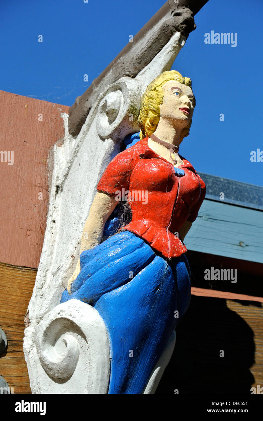 antique mini  masthead mounted on facade of house in Sausalito Stock Photo