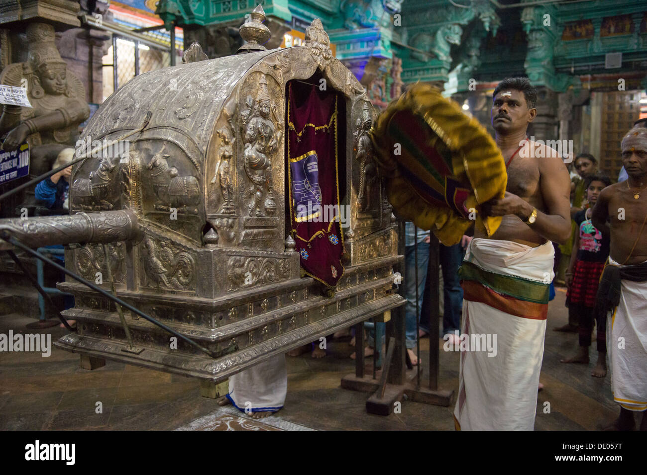 A Ritual Litter Nightly ritual where priests carry an idol of Parvati (Meenakashi) in a ...