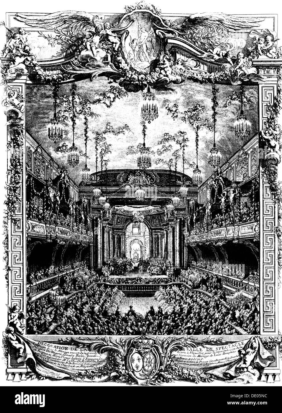 Decoration of a hall in Versailles, France, 1745.  Artist: Charles Nicolas Cochin Stock Photo