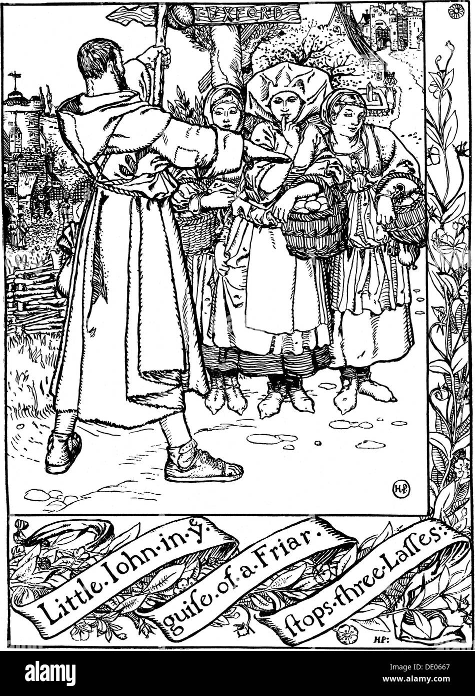 Illustration from the book The Merry Adventures of Robin Hood, by Howard Pyle, 1883.  Artist: Howard Pyle Stock Photo