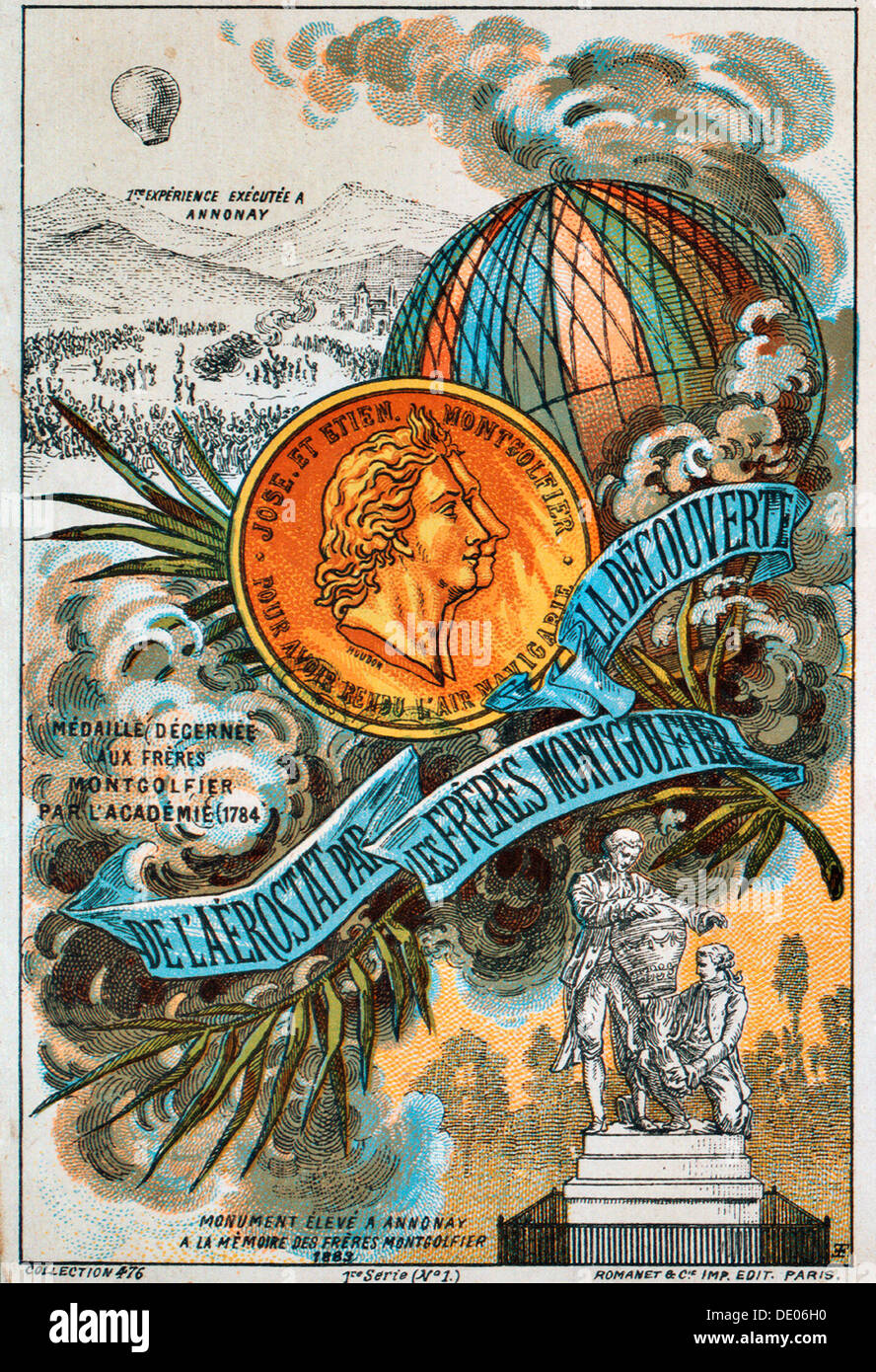 The Montgolfier brothers, French ballooning pioneers, (1890s).  Artist: Anon Stock Photo