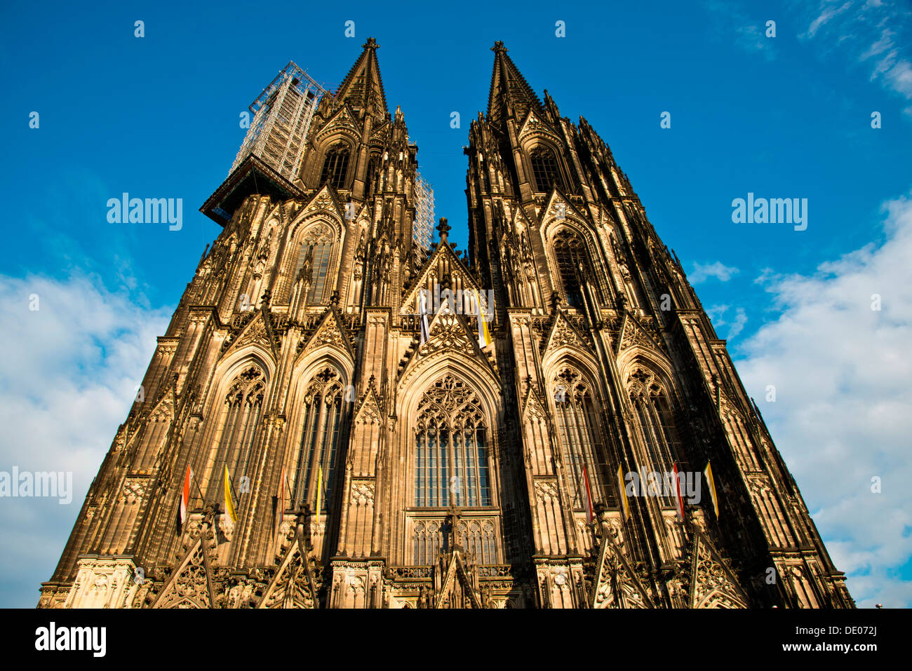 West facade, twintowered front of Cologne Cathedral with suspended