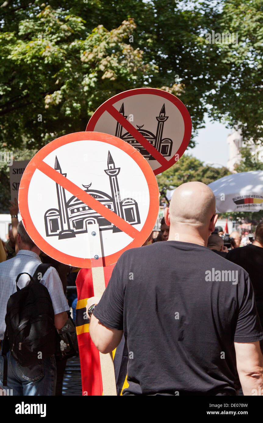 Protest against Islamists, sign, Pro Germany Citizens' Movement, demonstration against Salafists, 18.8.2012 in front of the Stock Photo