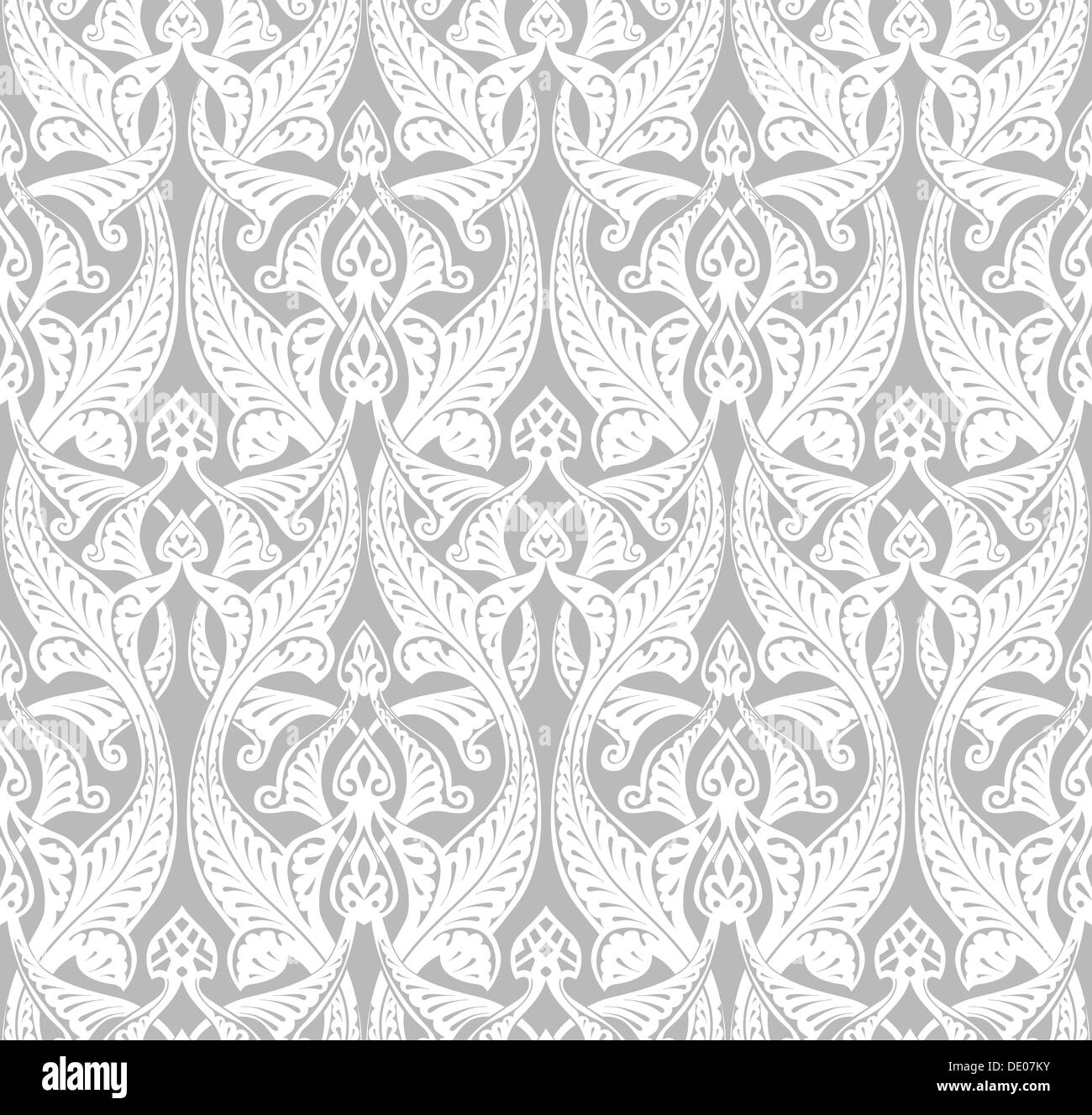 Vintage detailed seamlessly tilable repeating Art Nouveau motif background pattern Stock Photo