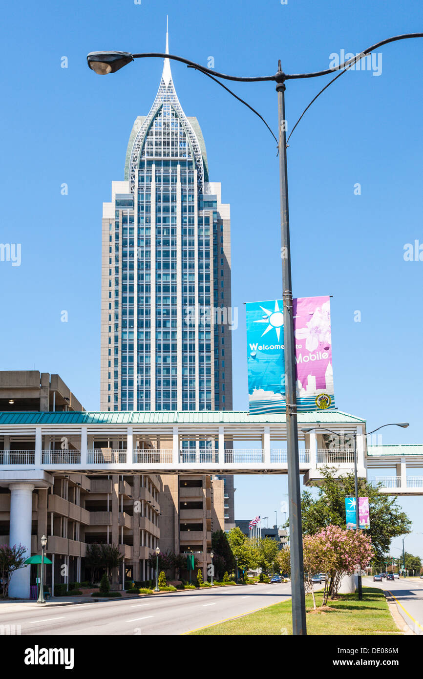 RSA Battle House Tower in downtown Mobile is the tallest building in Alabama Stock Photo