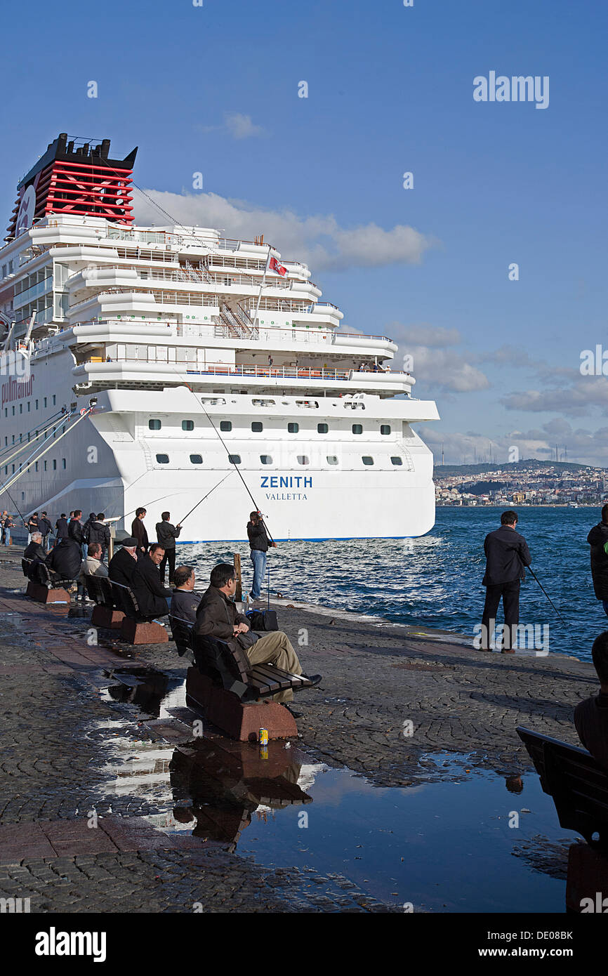 Moored Zenith ocean liner, Pullmantur shipping company, Istanbul, Turkey Stock Photo