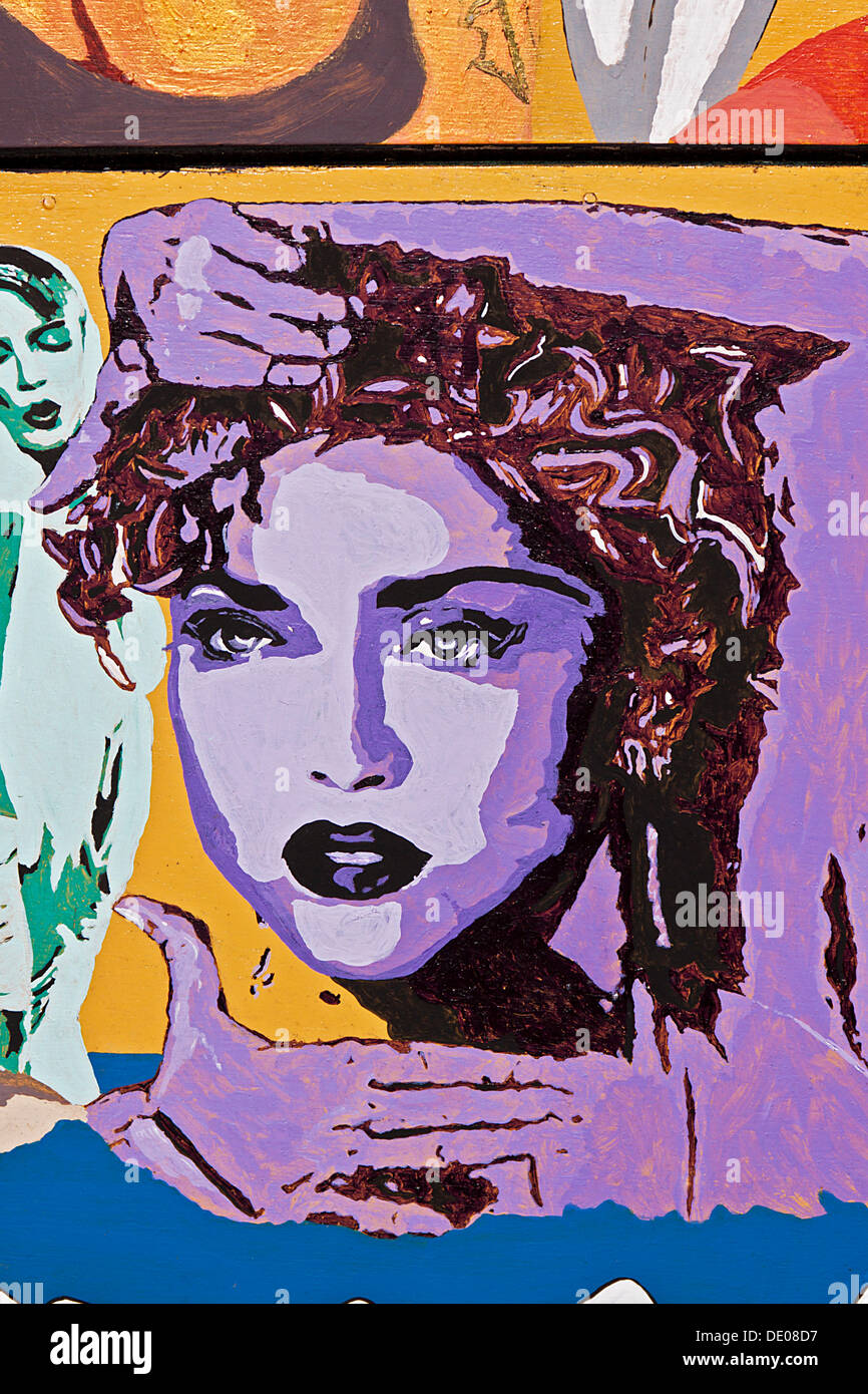 Painted portrait of the singer Madonna Stock Photo
