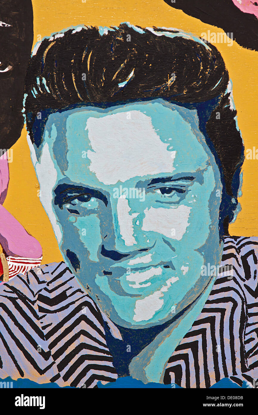 Painted portrait of Elvis Presley Stock Photo