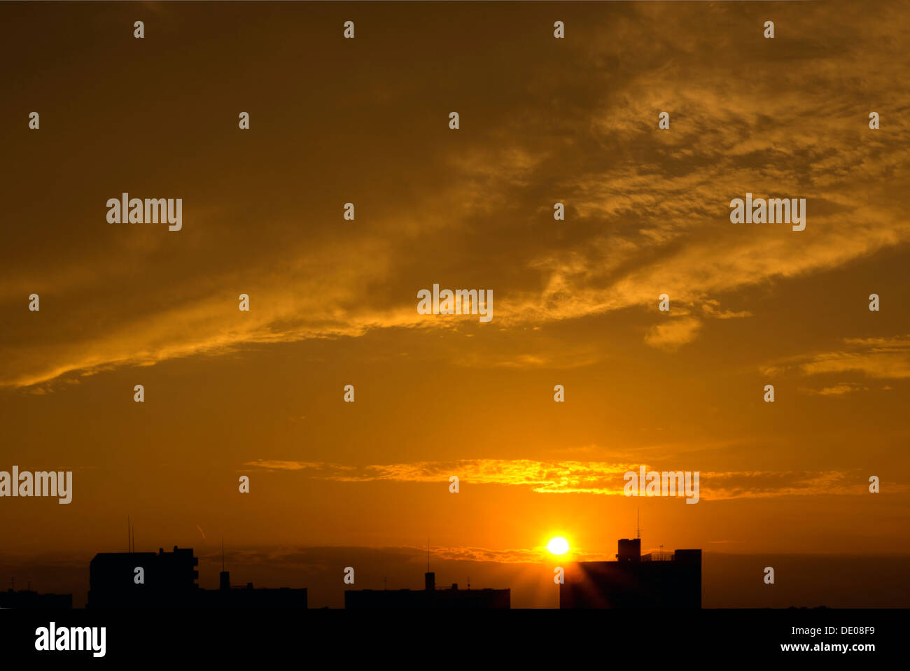 Golden sunset sky Stock Photo