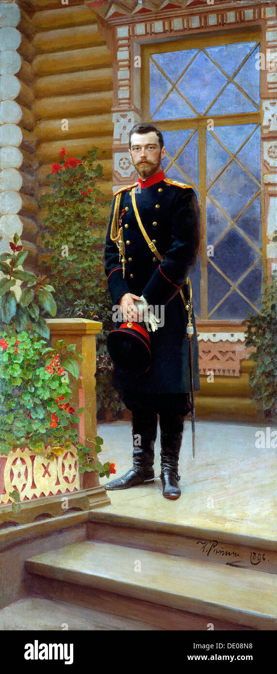 Tsar Nicholas II of Russia, 1896.  Artist: Il'ya Repin Stock Photo