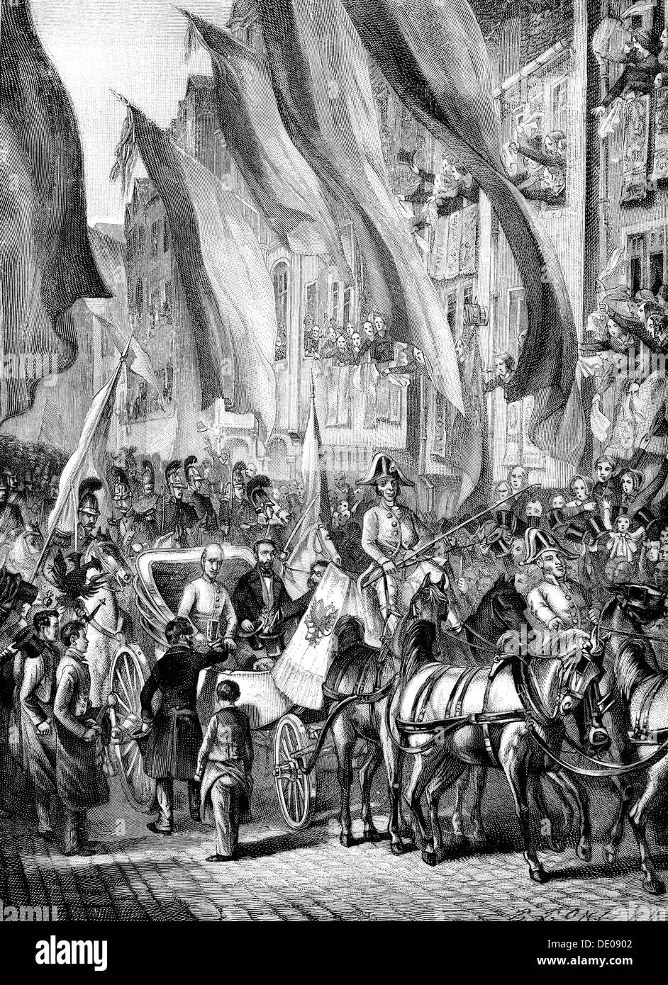 Entry of Archduke John of Austria into Frankfurt, Germany, 11 July 1848.  Artist: Anon Stock Photo