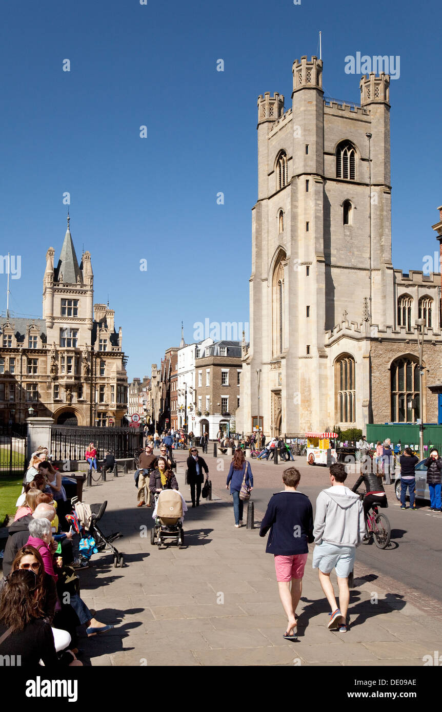 Cambridge city centre on a sunny day, top of Kings Parade, Cambridge UK Stock Photo