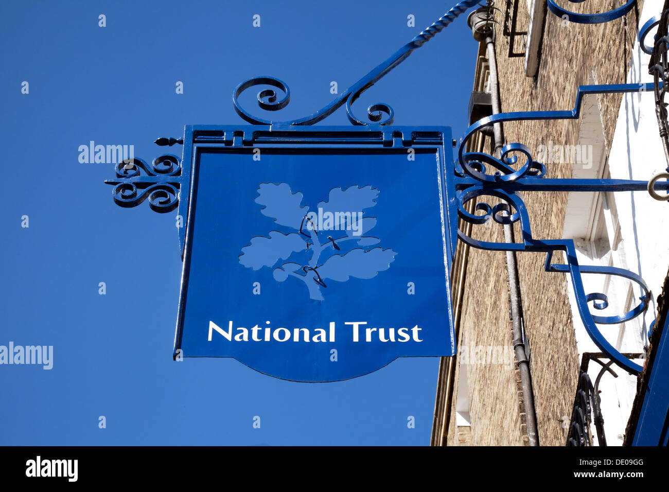 The National Trust sign at its shop in Cambridge, UK Stock Photo