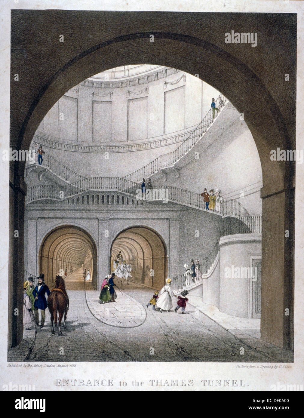 Entrance to the Thames Tunnel at Wapping, London, 1836. Artist: Anon Stock Photo
