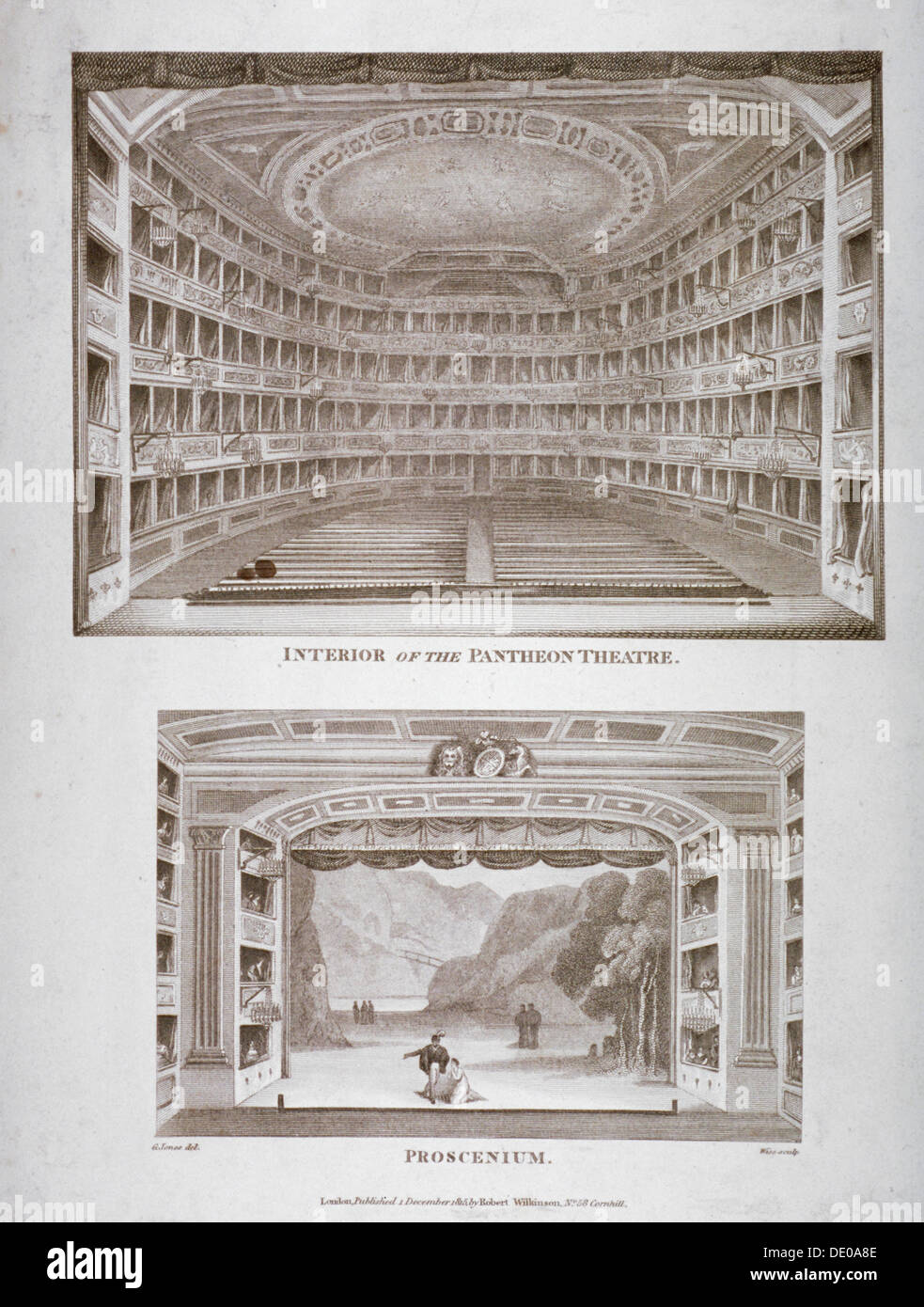The Pantheon Theatre, Oxford Street, Westminster, London, 1815. Artist: William Wise Stock Photo